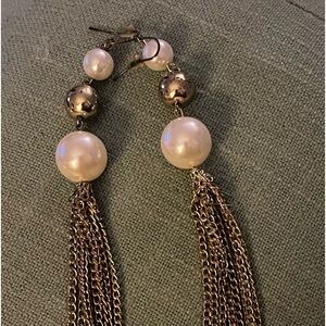 Simulated Pearls & Gold Bead Earrings